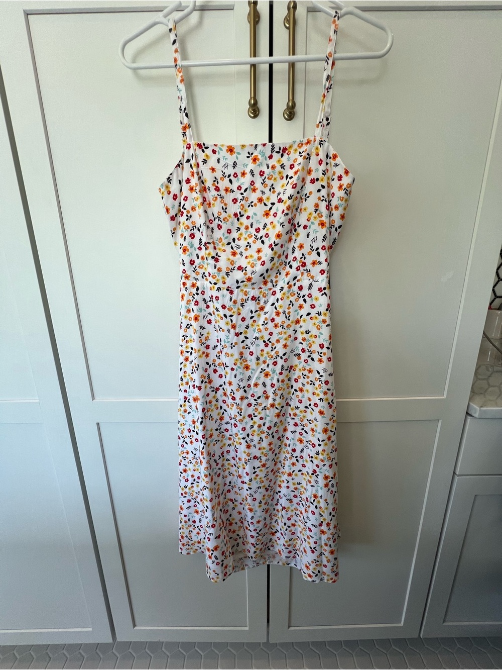 Tommy Hilfiger White Floral Spaghetti-Strap Midi Dress